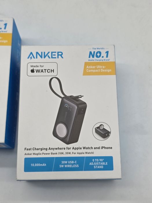 Acumulator extern Anker MagGo Apple Watch, 10000 mAh, Ultra-Slim, Qi2
