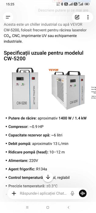 Vând chiller industrial VEVOR CW-520