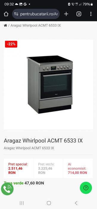 Aragaz nou Whirlpool 4 zone de gatit, Electric, Autocuratare