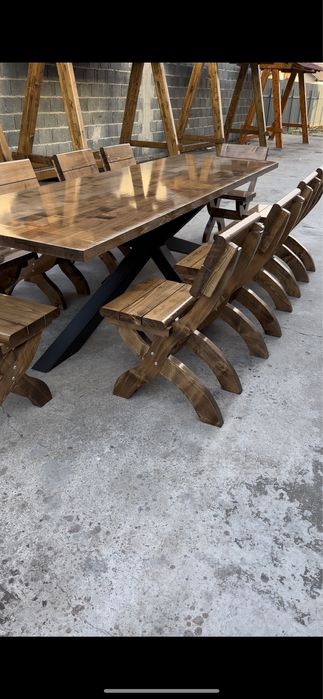 Masa picior metalic  , scaune bănci, foisor, terasa, filigorie