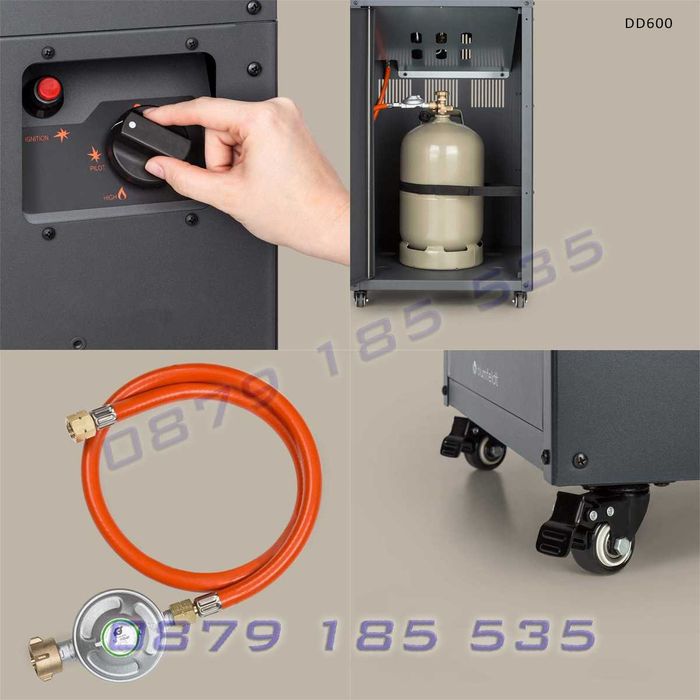 Газово огнище за двор с пламък стъкло метален капак 8kW DD601 DD602 външен отоплител на газ открито отопление огън