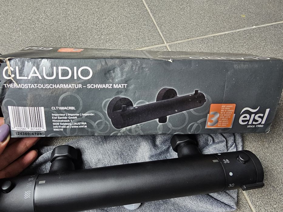 Baterie dus termostatic Negru mat