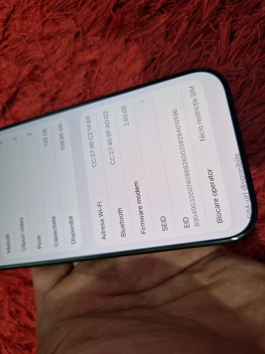 -Iphone 16Pro, ca Nou 128Gb 8Ram ireprosabil Bat:90%-427 cicluri incarcare Black Titanium doar telefonul poze reale nici o reparatie/interventie MDM