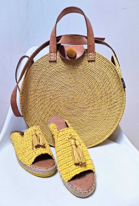 Голяма ръчно изработена чанта от Мадагаскар и Чехли Migato