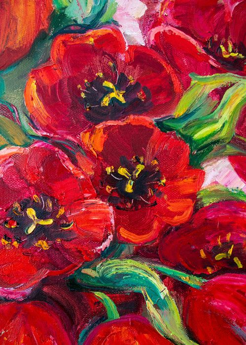 Картина "Тюльпаны." Холст,масло. 75х85 см.