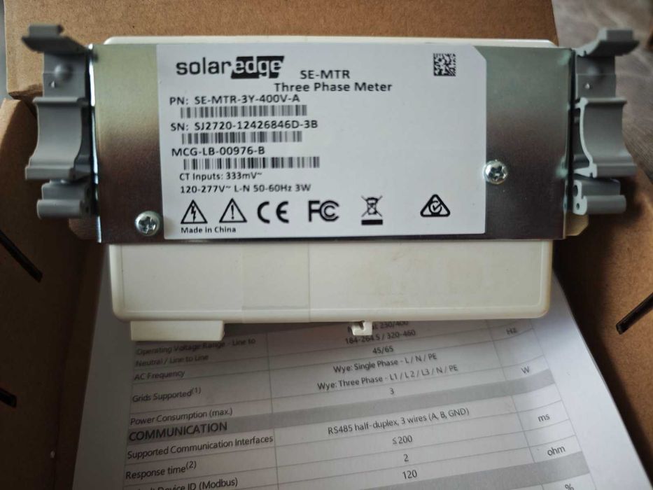 продавам SolarEdge meter 1PH/3PH 230/400V, Modbus Meter, DIN-Rail, CLASS 05