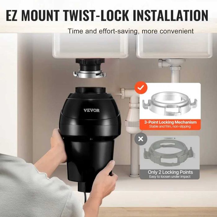 VEVOR Tocator resturi bucatarie 1/2HP eliminare deseuri alimentare