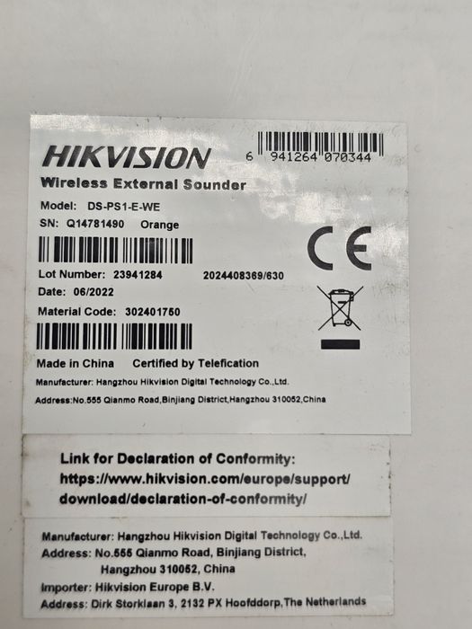 Sirena de exterior HIKVISION AX PRO, wireless, Tri-X, 110 dB, 868 MHz, led portocaliu DS-PS1-E-WE-O