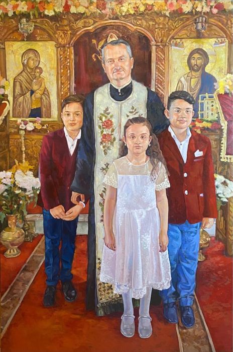 Tablou pictat, ulei pe panza, cadou viitoare mamica, gravida