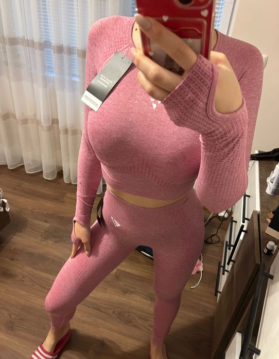 Спортен комплект от 2 части, в розово, размер С