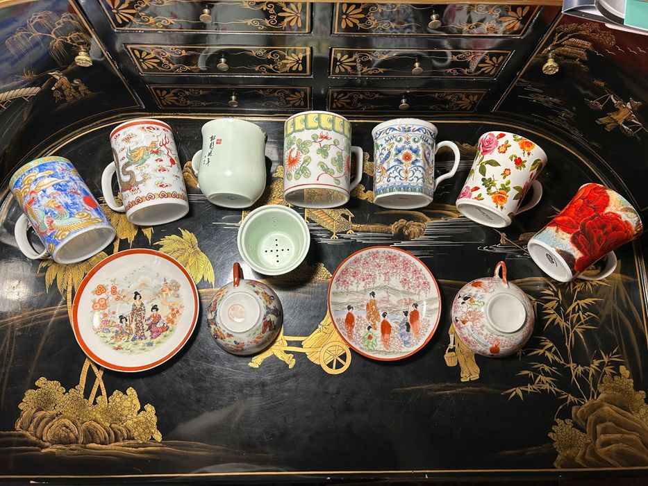 Colecție căni ceai chinezești din porțelan fin