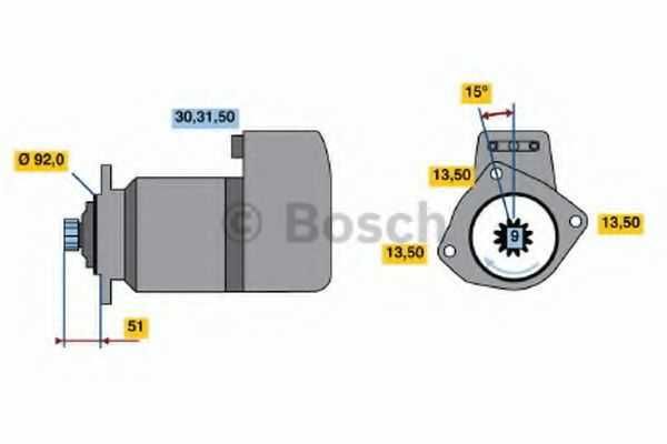 Starter BOSCH 0986016520 - 24V 6,6kW, dinti: 9