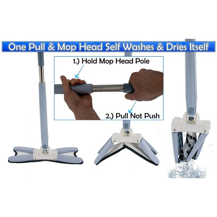 Mop Rotativ 360° cu Laveta Microfibra si Sistem Auto-Stoarcere Cap X
