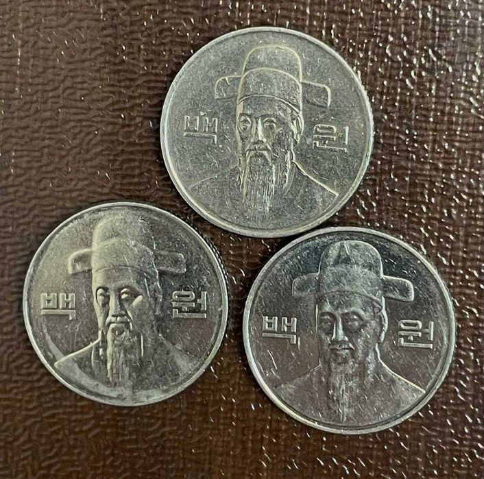 Южная Корея: 100 вон (1993/2009/2011) — набор 3 монеты