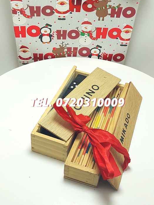 Pachet Cadou Craciun  Joc Marocoo mikadoSi Domino  Transport Gr