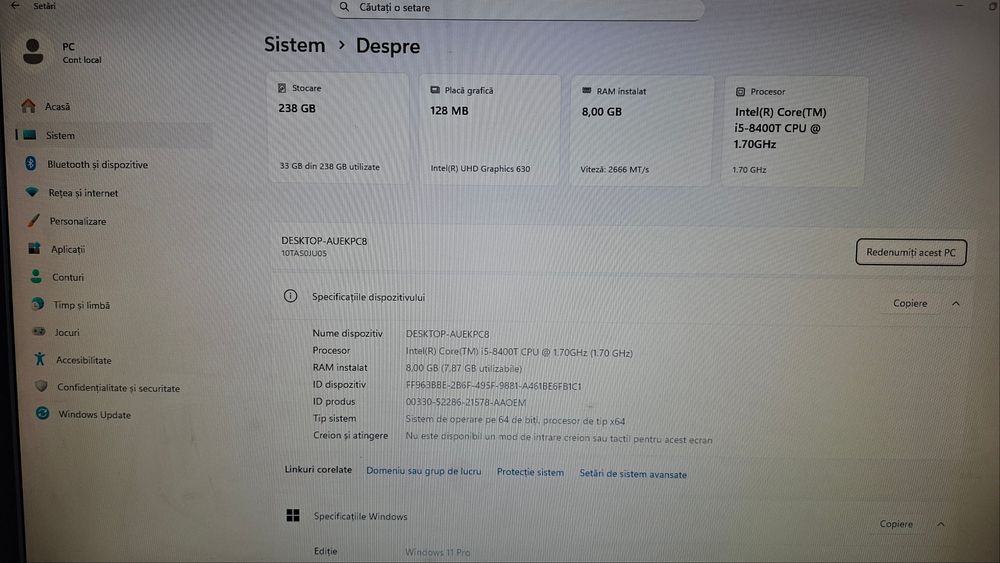 Mini PC Lenovo ThinkCentre M720q Tiny – Intel i5, 8GB RAM, SSD 250GB, Windows 11 Pro