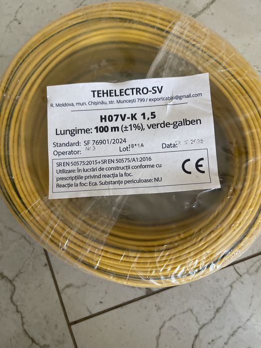 Cablu electric 1,5 rola 100 m NOU