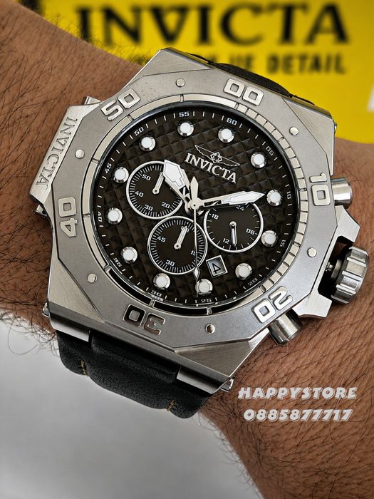INVICTA Akula leather olive green 58 mm, Инвикта нов мъжки часовник