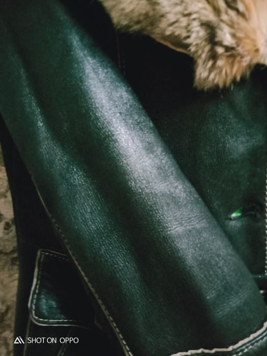 Дублёнка кожа, мех волк