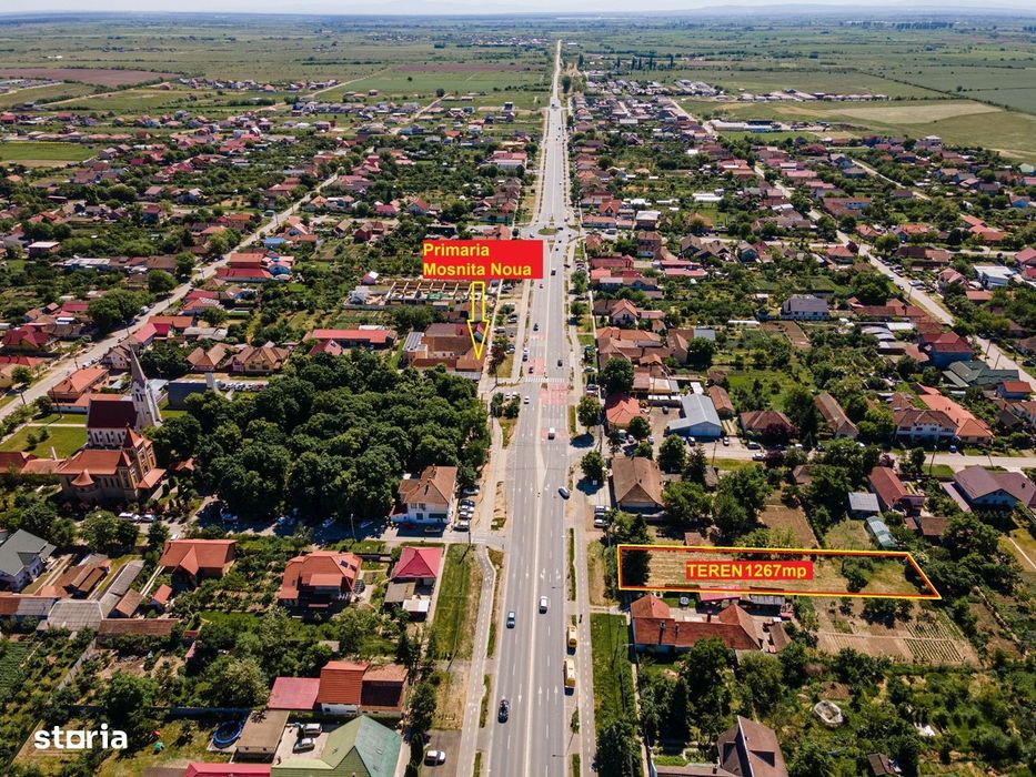 Teren ultracentral in Moșnița Nouă | 1267 mp | Vad comercial excelent
