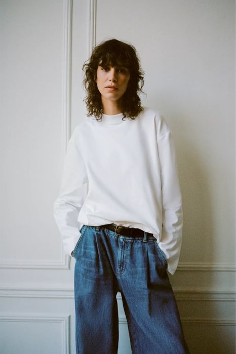 ZARA лонгслив, М оверсайз, подходит от М до XXL, хлопок 95%, оригинал