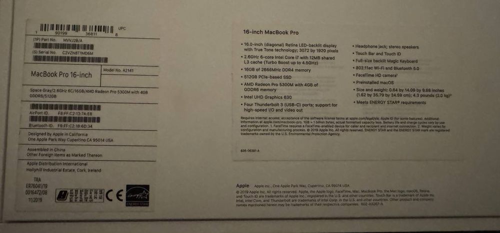 MacBook Pro 16 512gb 2019