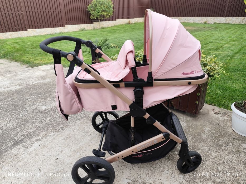 Детска количка Chipolino Аморе 2 в 1, розов маршмелоу