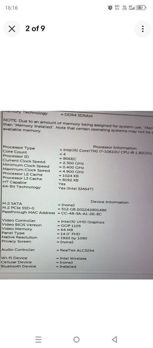 Dell kompyuter ekran sensor core I7 10-avlod faceid bor atpechatka bor