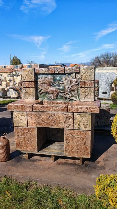 Чешма и мивка за градината от щампован бетон