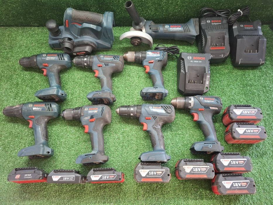 Инструменти на Bosch 18V ренде/шлайф/винтоверт/батерии