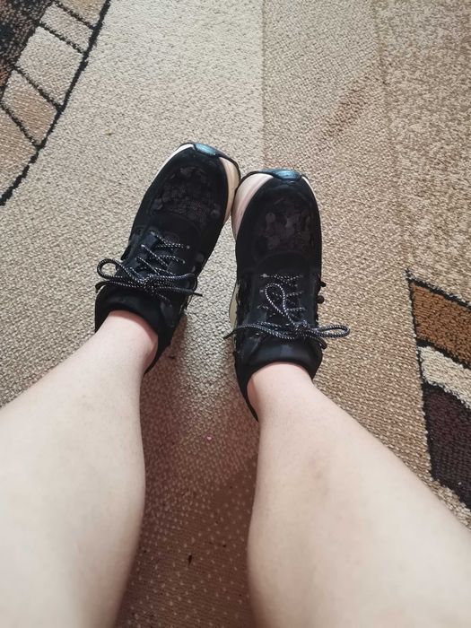 Adidași negri damă cu platformă+cadou gene,rimel