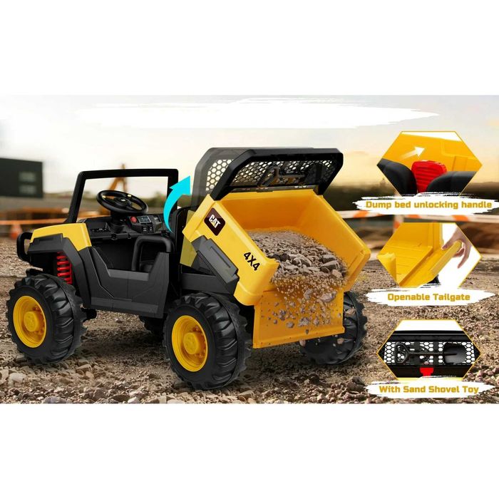 UTV electric pentru 2 copii, Caterpilar CAT 2x45W 12V 10Ah Yellow
