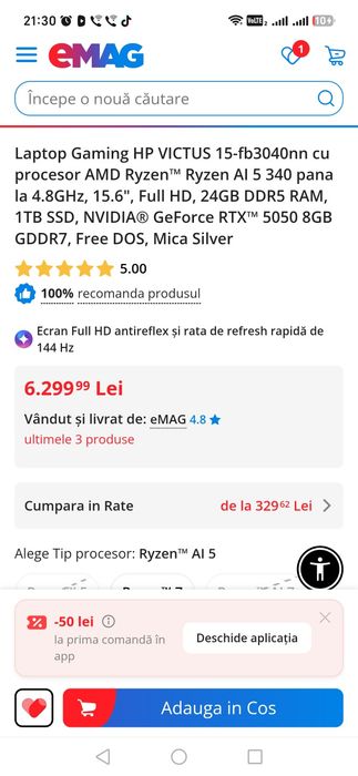 Laptop Gaming HP, VIctus 15,Fb,3040, Nou