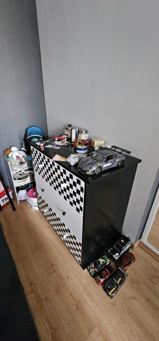 Mobila camera băiat, gama racer, comoda, birou, scaun, biblioteca