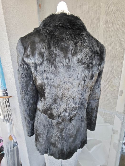 Haină scurtă de blană neagră, iepure, mărimea 38