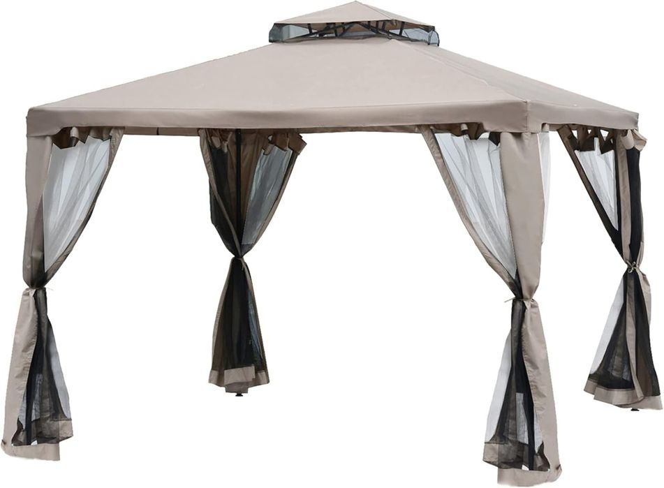 Pavilion de Gradina din Metal și Poliester 3 x 3 m