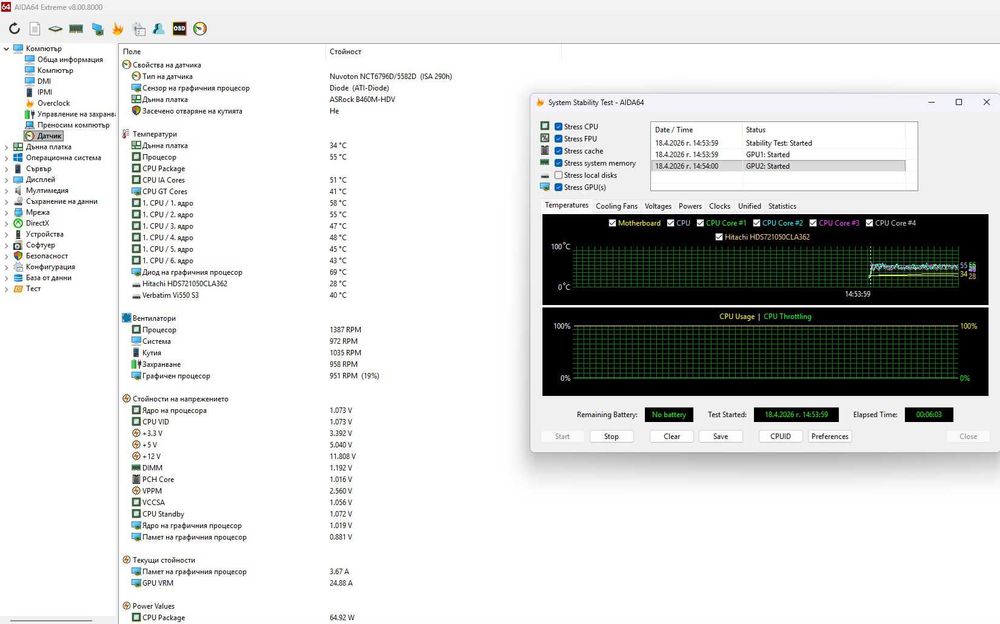 ASRock B460M-HDV, I5-10600, Enermax s.1200