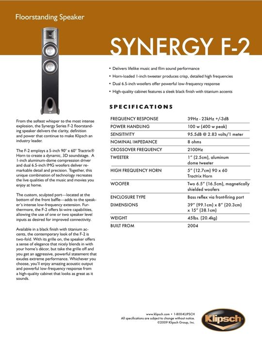Boxe Klipsch Sinergy F 2