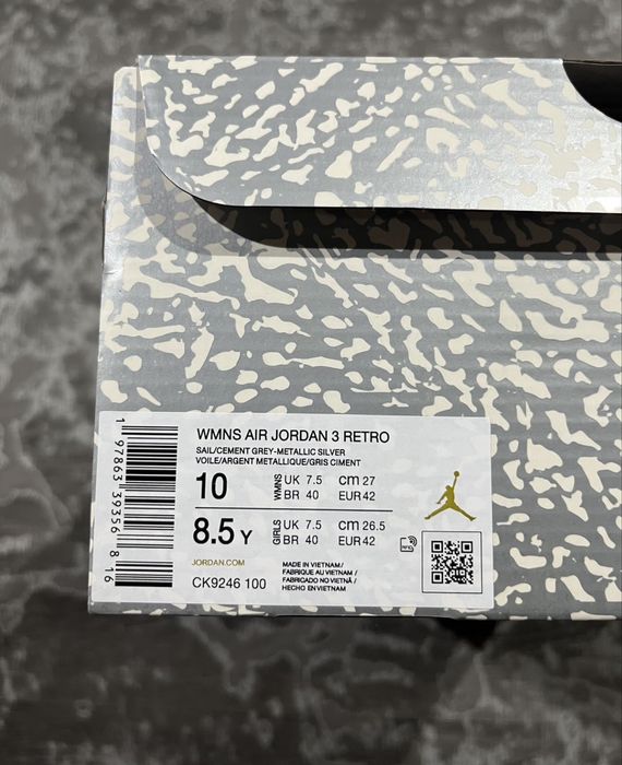 Air Jordan 3 Retro Sail Cement Grey (Women’s)