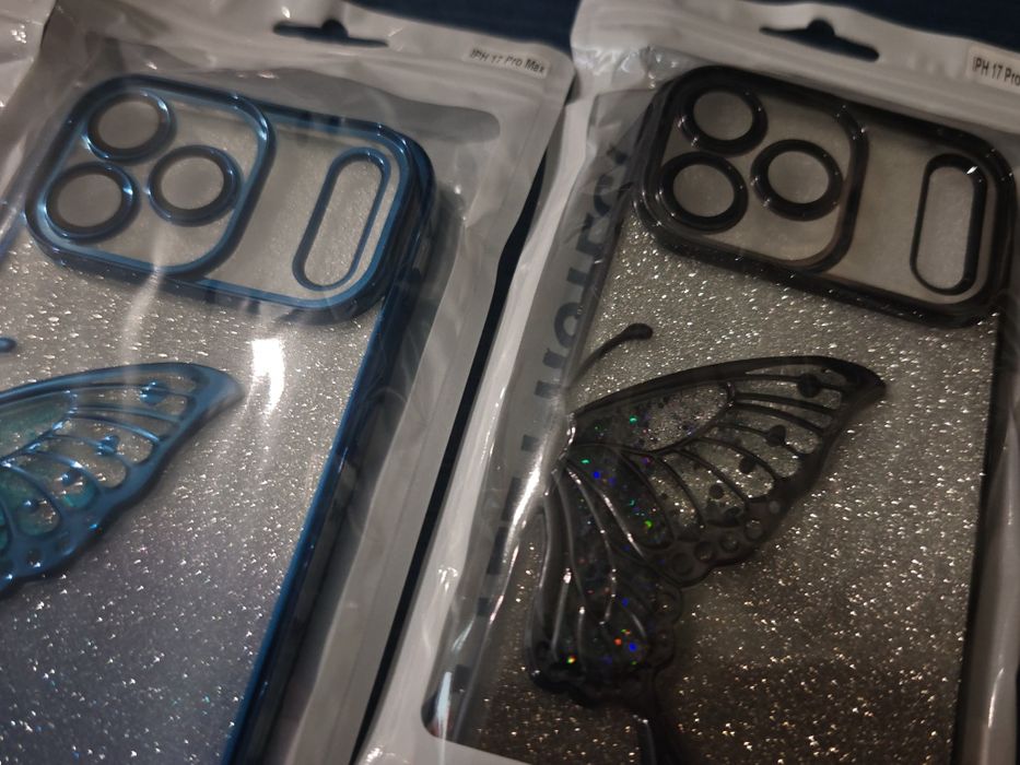 Iphone 17 Pro Max блестящ гръб с пеперуда