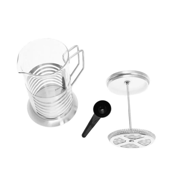 Infuzor ceai, din sticla si inox, ceainic cu presa, 0.8L, Kinghoff