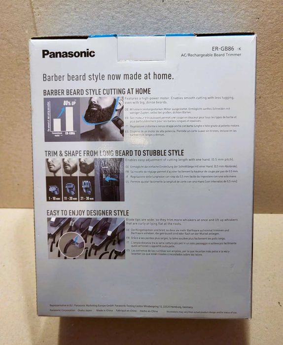 Panasonic ER-GB86-K trimmer barbă lavabil, 58 trepte, sigilat