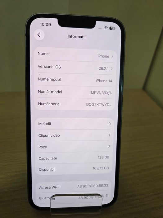 Iphone 14 5G 128GB (ECA27 b.49555)-Garantie 2 ani!