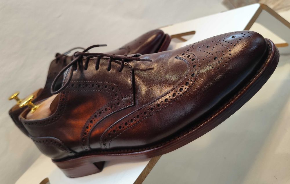 Pantofi derby brogue 45 46 Henry Kayes lucrati manual piele naturala