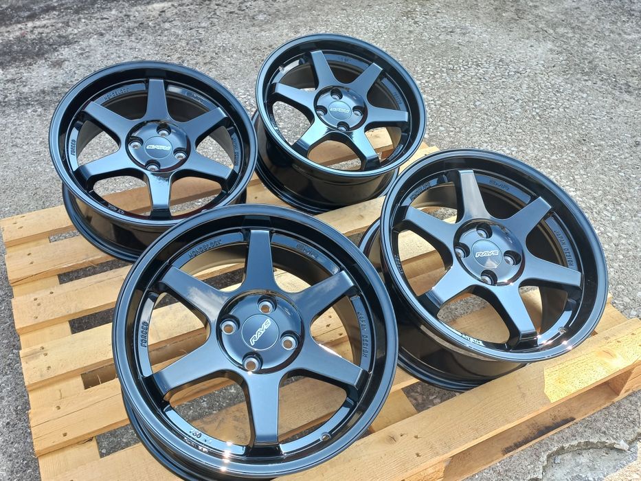17.4x100 Rays t37 Volk Racing 7.5ж ет35 vw opel honda suzuki bmw e30 Piano Black.