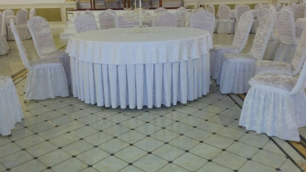 Круглая скатерть до 3.2м. Круглый стол банкетный. Стулья, Чехлы