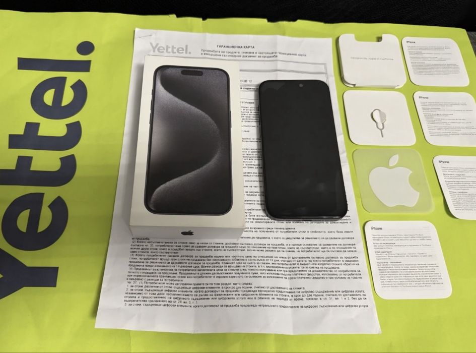 КАТО НОВ 256GB iPhone 15 Pro Yettel Гаранция 2026г. Black | Черен