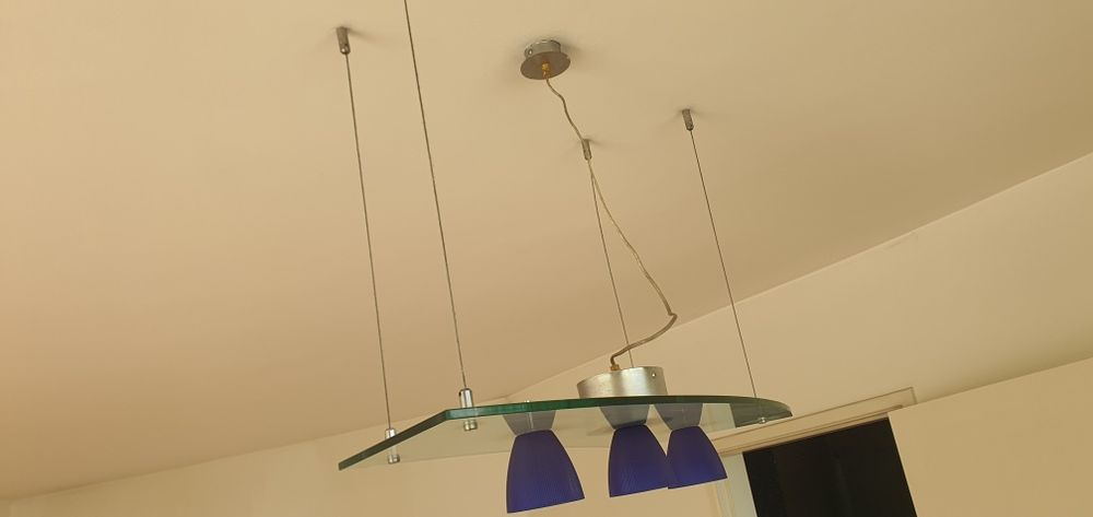 Четири офис лампи и  два стъклени полилея