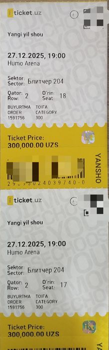 Bilet yengi yil konsertga 2 ta ,150 mndan
