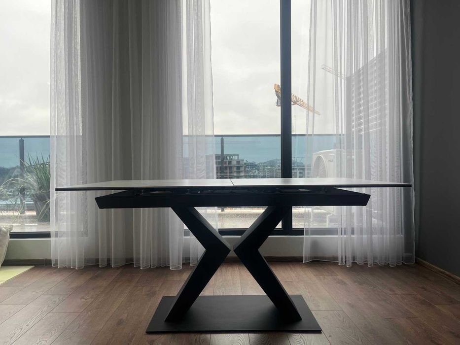 разтегателна трапезна маса 160/90/76 метална основа и керамичен плот